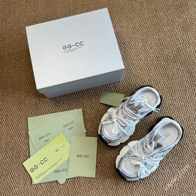 MAX 2025 Zhao Lusi GG-CC 5CM Platform Height Increasing Half Slippers Silver