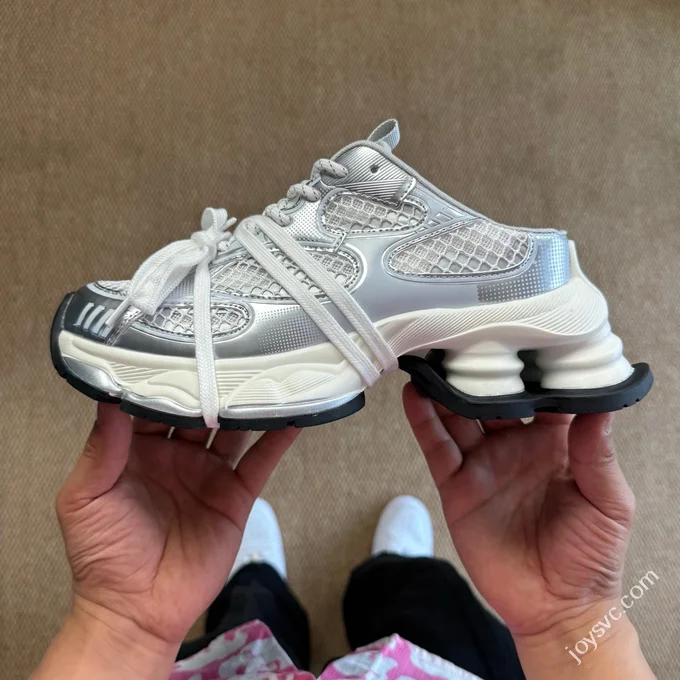 MAX 2025 Zhao Lusi GG-CC 5CM Platform Height Increasing Half Slippers Silver