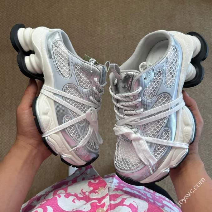 MAX 2025 Zhao Lusi GG-CC 5CM Platform Height Increasing Half Slippers Silver