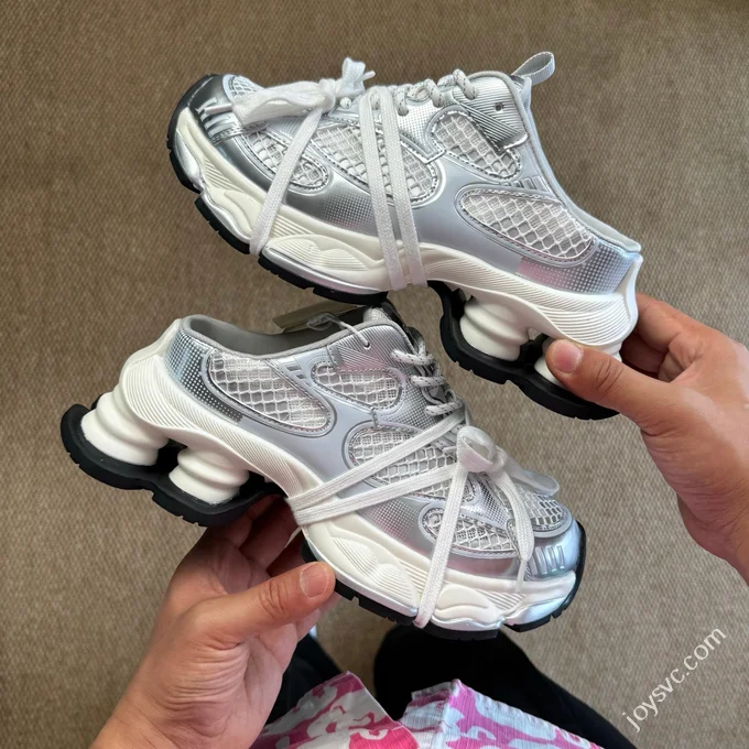 MAX 2025 Zhao Lusi GG-CC 5CM Platform Height Increasing Half Slippers Silver