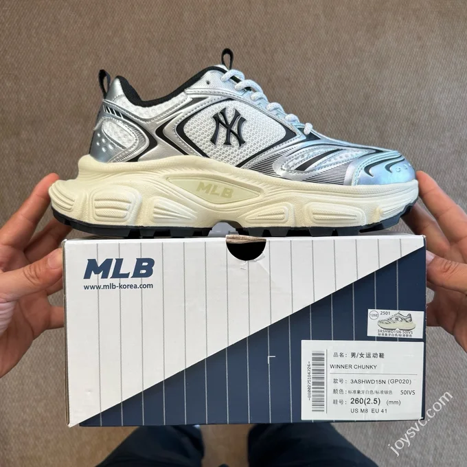 MLB Winner Chunky Cyber Dad Shoes Ivory White Silver 3ASHWD15N (GP020)