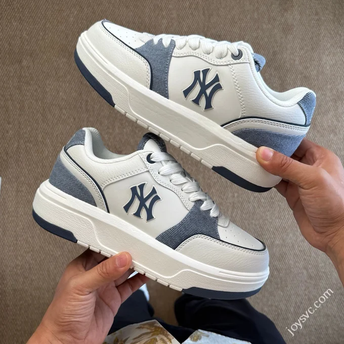 MLB Chunky Liner College Style Platform Sneakers White Cyan 3ASXD015N (GP002)