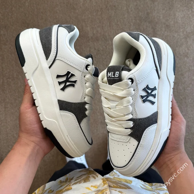 MLB Chunky Liner College Style Platform Sneakers Denim Black White 3ASXD015N (GP002)