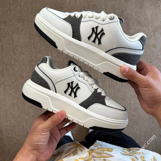 MLB Chunky Liner College Style Platform Sneakers Denim Black White 3ASXD015N (GP002)