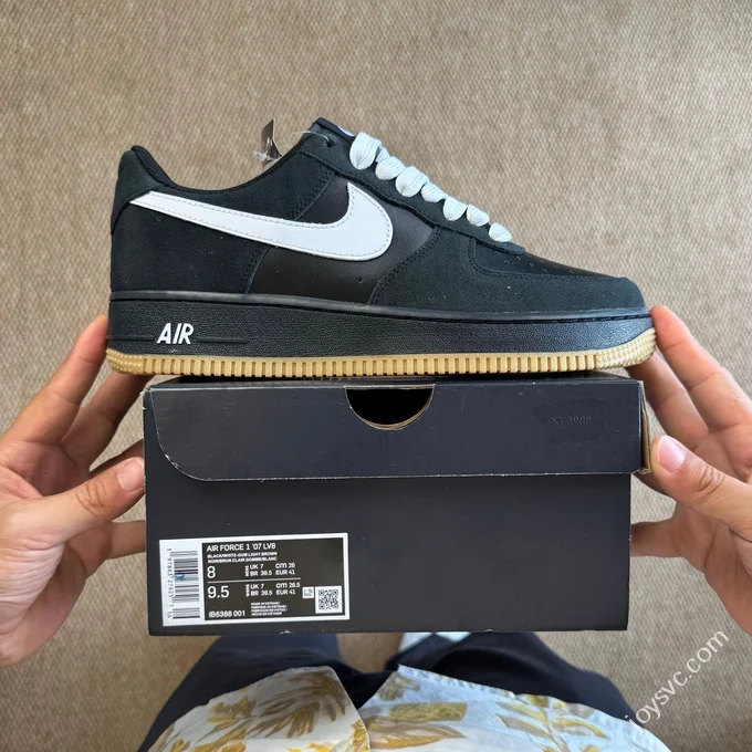 3A Pure Original Air Force 1 AF1 Black White Gum Sole Sneakers IB6388-001