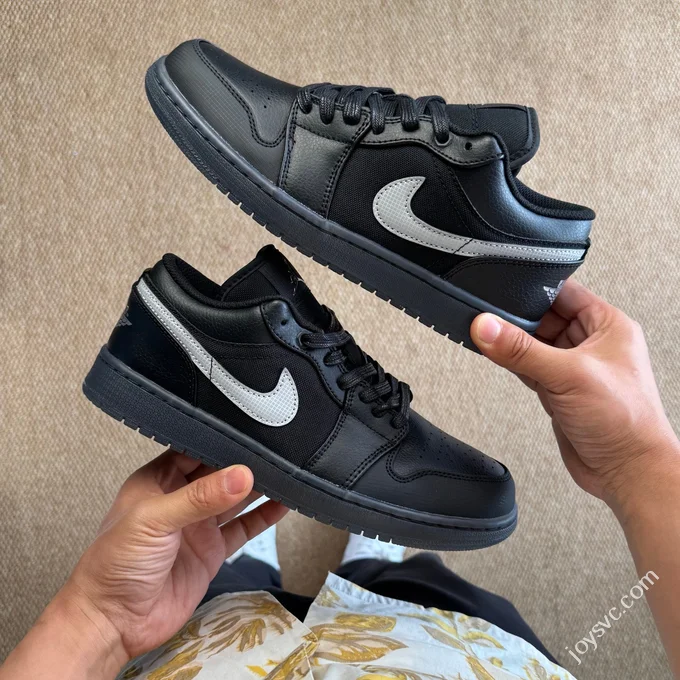 DT Pure Original AJ1 Low Black Silver Crystal Sole Authentic Materials HV5968-01