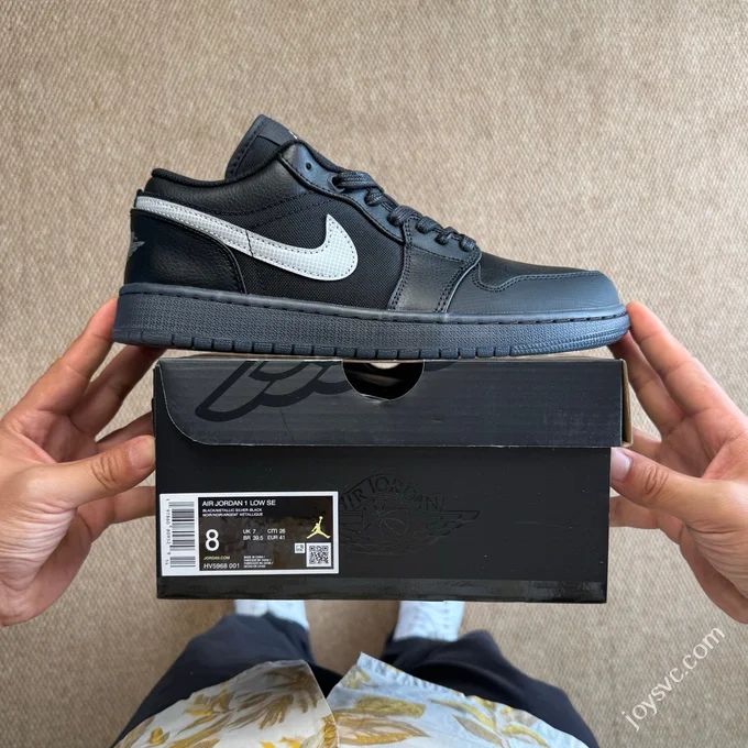 DT Pure Original AJ1 Low Black Silver Crystal Sole Authentic Materials HV5968-01