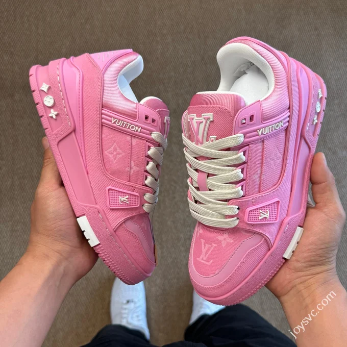 LV Trainer Washed Denim Pink Official Latest Colorway Original Last
