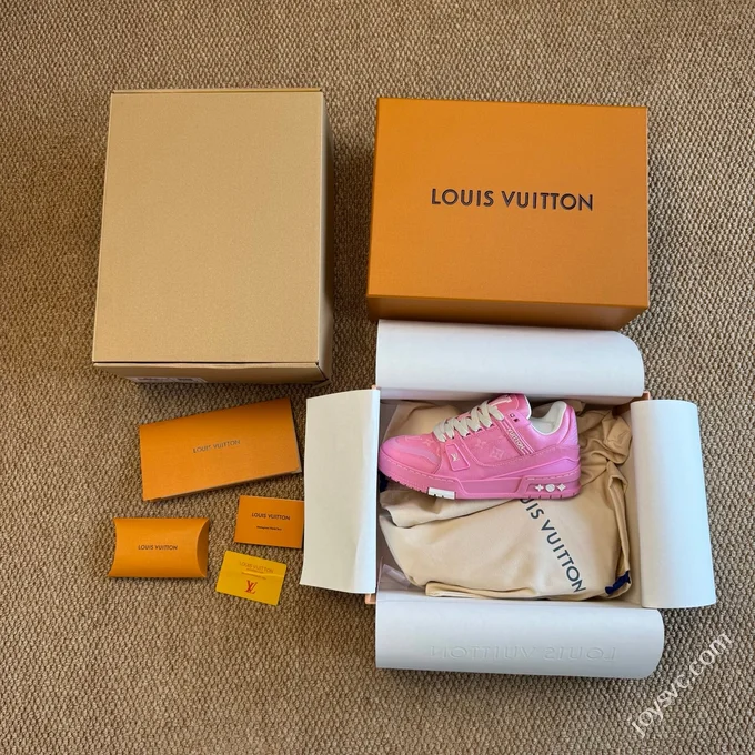 LV Trainer Washed Denim Pink Official Latest Colorway Original Last