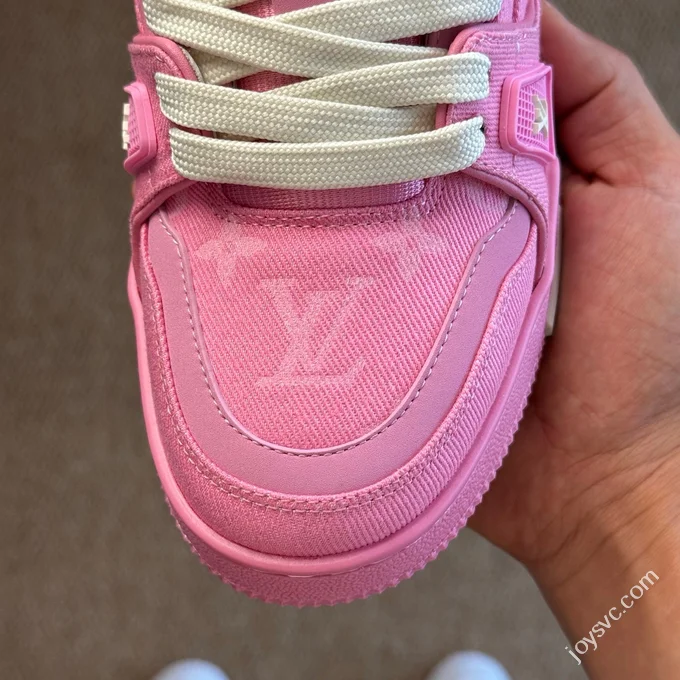 LV Trainer Washed Denim Pink Official Latest Colorway Original Last