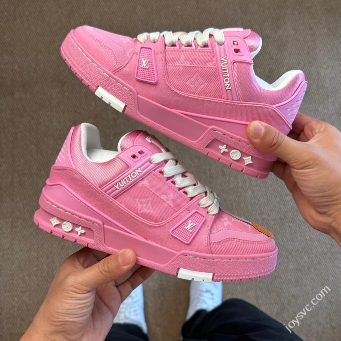 LV Trainer Washed Denim Pink Official Latest Colorway Original Last