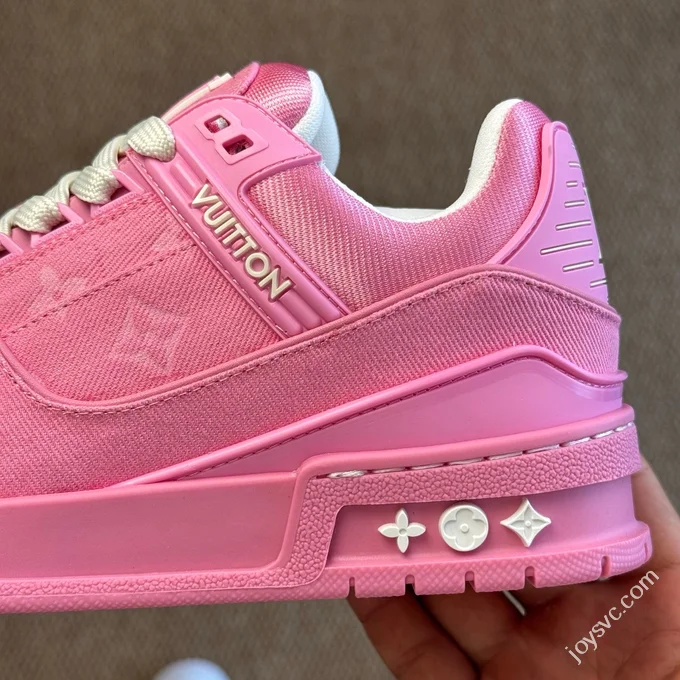 LV Trainer Washed Denim Pink Official Latest Colorway Original Last
