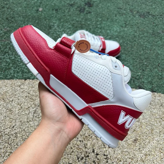 LOUIS VUITTON Trainer Floral Velcro White Red Sneakers