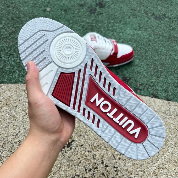 LOUIS VUITTON Trainer Floral Velcro White Red Sneakers
