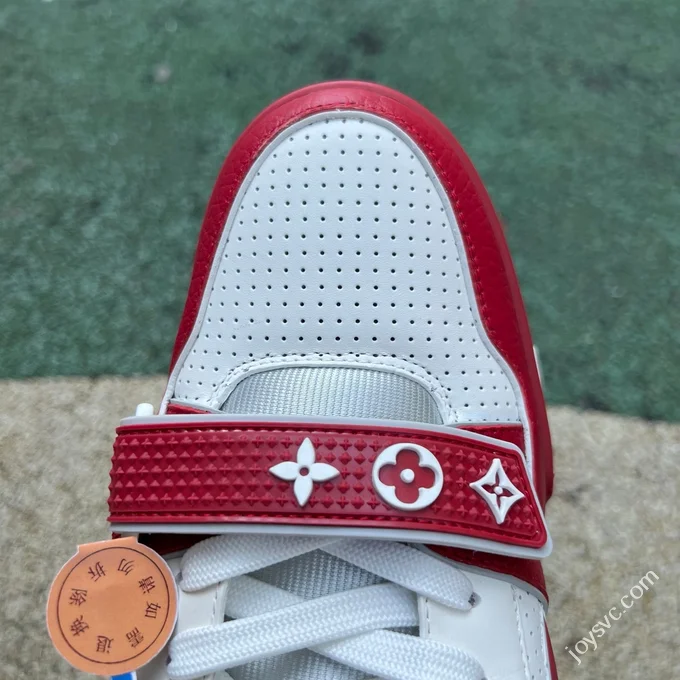 LOUIS VUITTON Trainer Floral Velcro White Red Sneakers