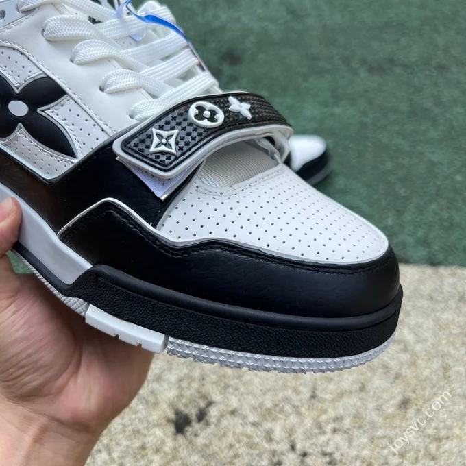 LOUIS VUITTON Trainer Floral Velcro Black White Sneakers