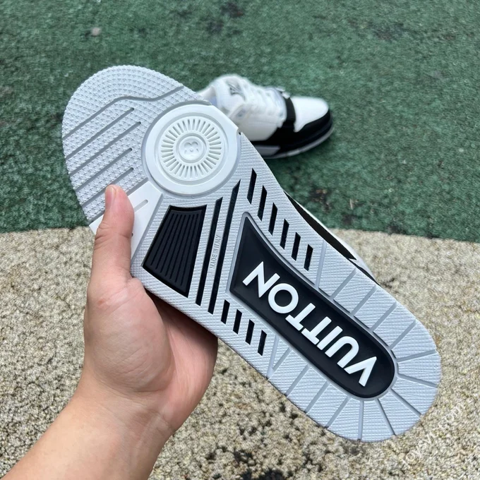 LOUIS VUITTON Trainer Floral Velcro Black White Sneakers