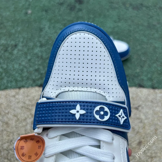 LOUIS VUITTON Trainer Floral Velcro White Blue Sneakers