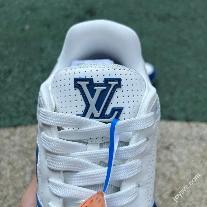 LOUIS VUITTON Trainer Floral Velcro White Blue Sneakers