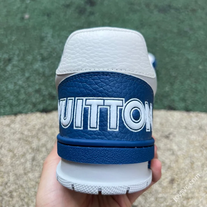 LOUIS VUITTON Trainer Floral Velcro White Blue Sneakers