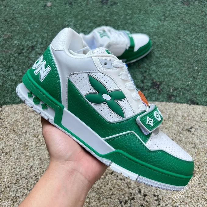 LOUIS VUITTON Trainer Floral Velcro White Green Sneakers