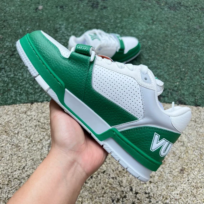 LOUIS VUITTON Trainer Floral Velcro White Green Sneakers