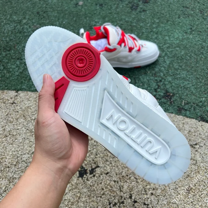 LOUIS VUITTON Skate LV White Red Lace-up Sneakers
