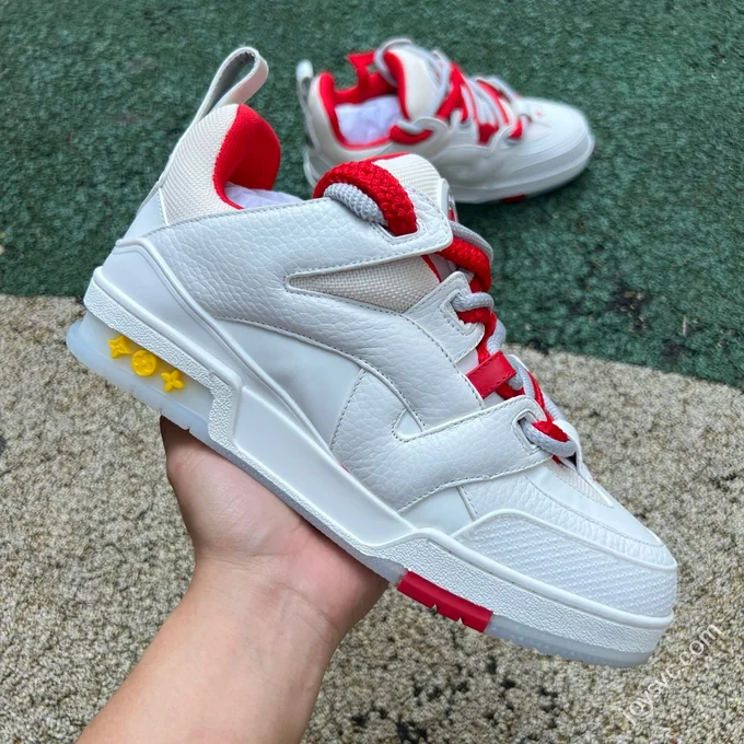 LOUIS VUITTON Skate LV White Red Lace-up Sneakers