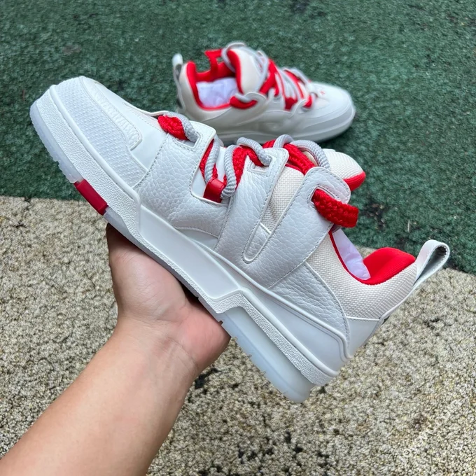 LOUIS VUITTON Skate LV White Red Lace-up Sneakers