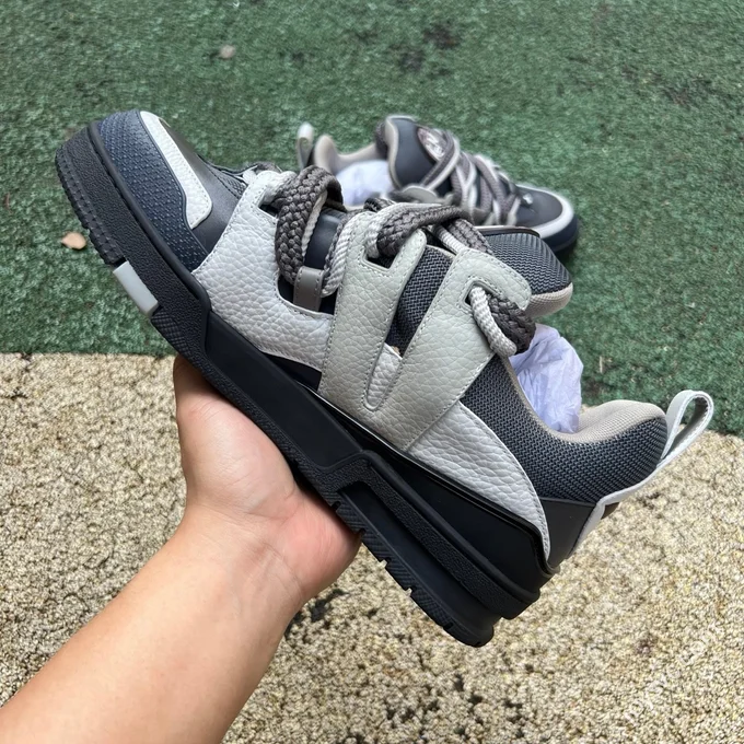 LOUIS VUITTON Skate LV Black Grey Lace-up Sneakers