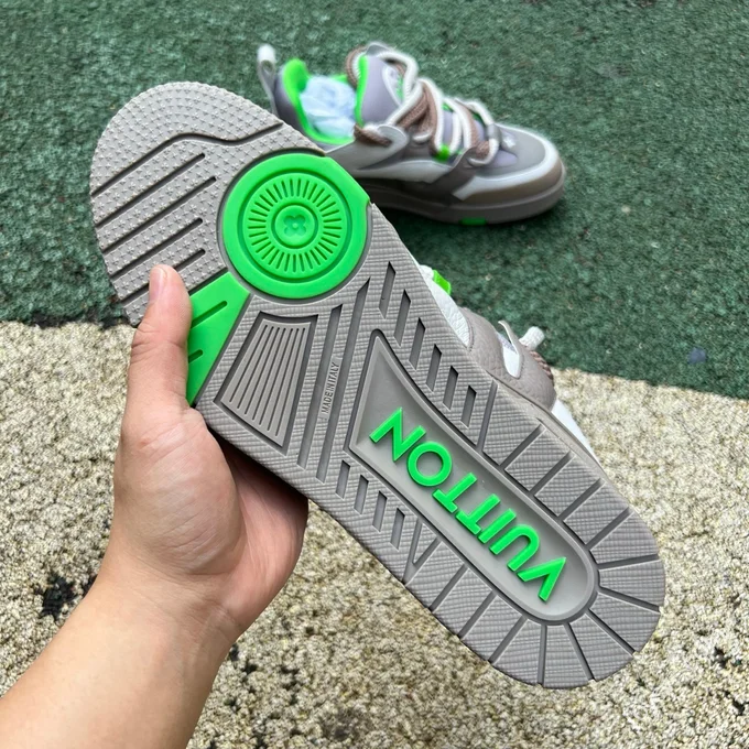 LOUIS VUITTON Skate LV Grey Green Lace-up Sneakers