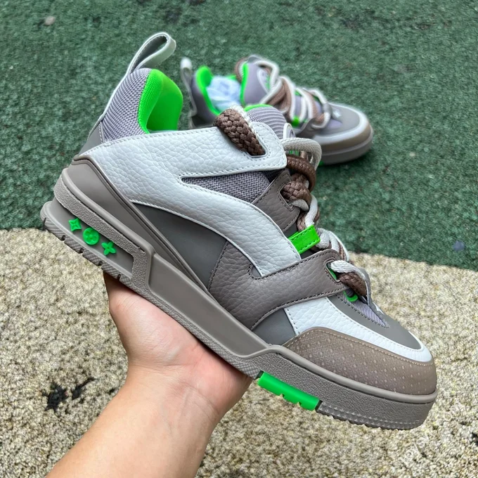 LOUIS VUITTON Skate LV Grey Green Lace-up Sneakers