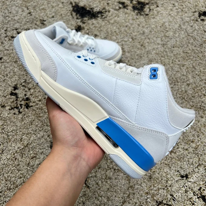 AJ3 White Grey Blue Lucky Blue Sneakers CT8532-101