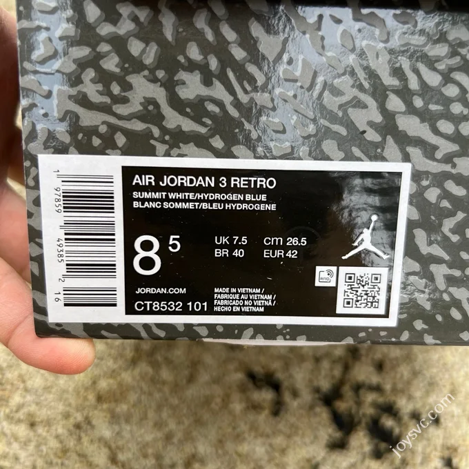 AJ3 White Grey Blue Lucky Blue Sneakers CT8532-101