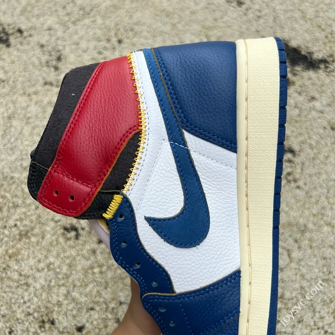 AJ1 Union White Blue Red Patchwork Sneakers