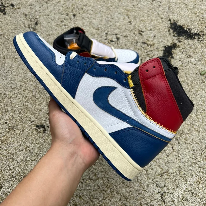 AJ1 Union White Blue Red Patchwork Sneakers
