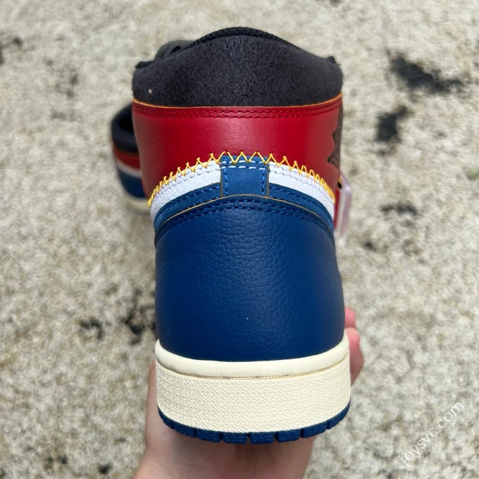 AJ1 Union White Blue Red Patchwork Sneakers