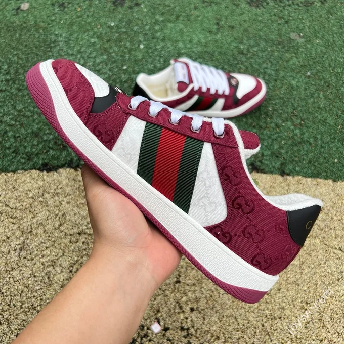 Gucci Screener Dirty Look White Red Sneakers