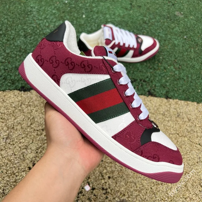 Gucci Screener Dirty Look White Red Sneakers