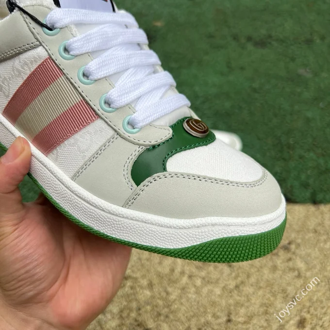 Gucci Screener Dirty Look White Grey Green Sneakers
