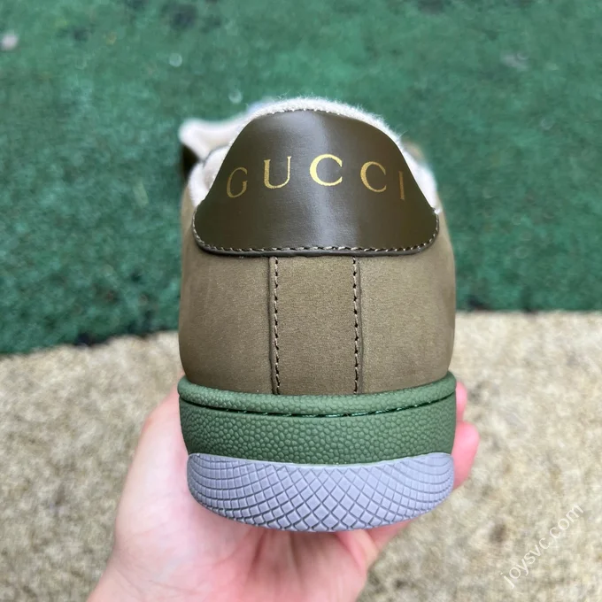 Gucci Screener Dirty Look Olive Green Sneakers