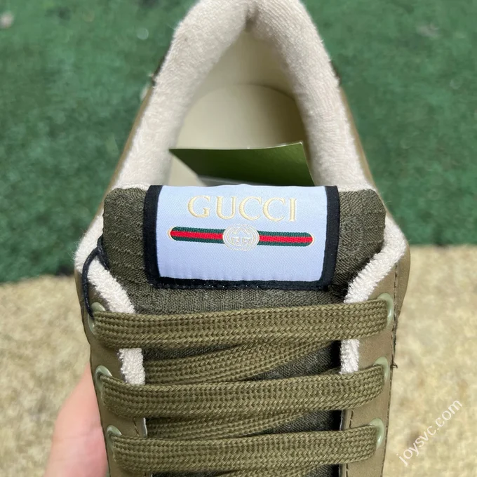 Gucci Screener Dirty Look Olive Green Sneakers