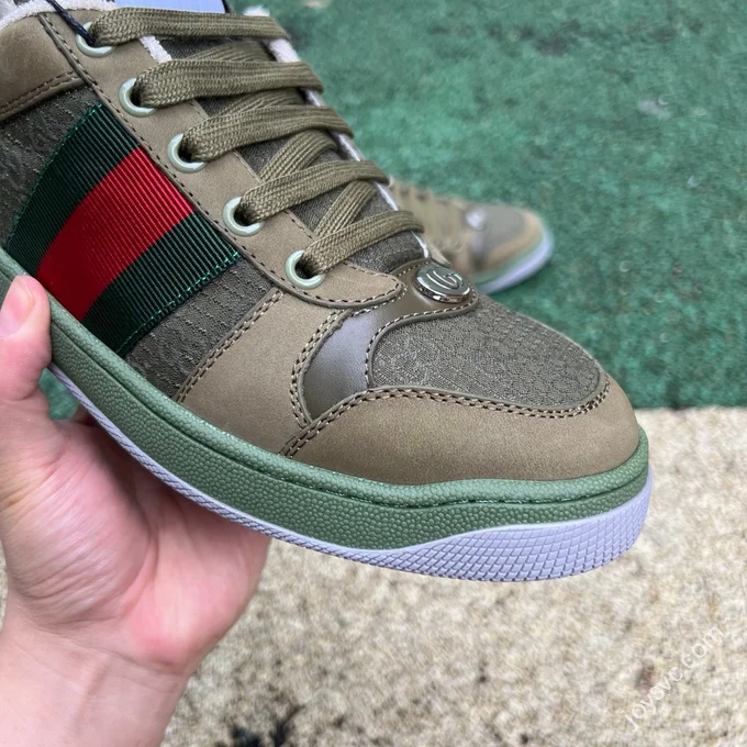Gucci Screener Dirty Look Olive Green Sneakers