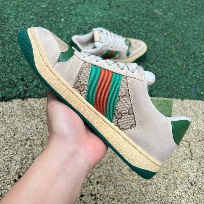 Gucci Screener Dirty Look Green Fabric Classic Sneakers