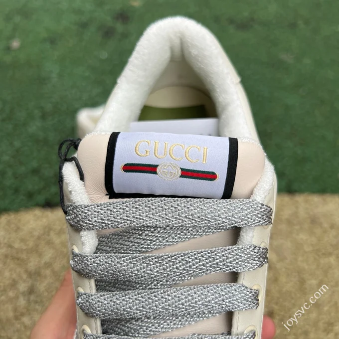 Gucci Screener Dirty Look White Diamond White Grey Sneakers