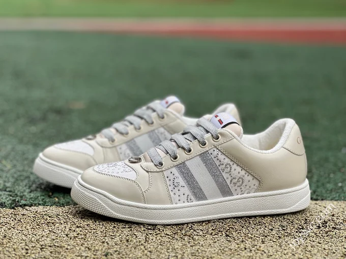 Gucci Screener Dirty Look White Diamond White Grey Sneakers