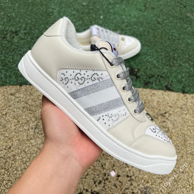 Gucci Screener Dirty Look White Diamond White Grey Sneakers