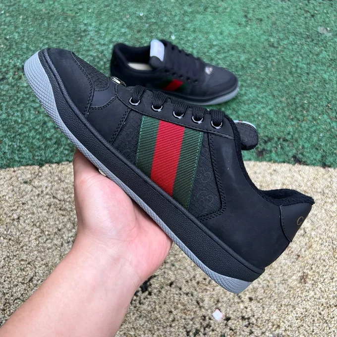 Gucci Screener Dirty Look Black Green Sneakers