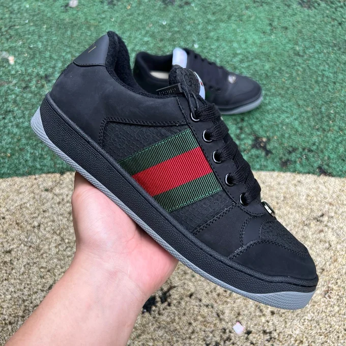 Gucci Screener Dirty Look Black Green Sneakers