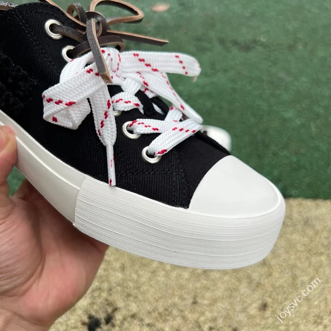 Miu Miu Washed Denim Canvas Shoes Black White